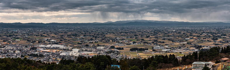 Tonami City of Japan panorama view