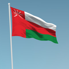 Fototapeta na wymiar Waving flag of Oman on flagpole. Template for independence day