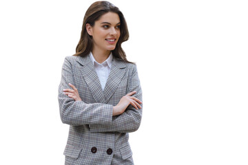 Attractive businesswoman standing on a transparent background