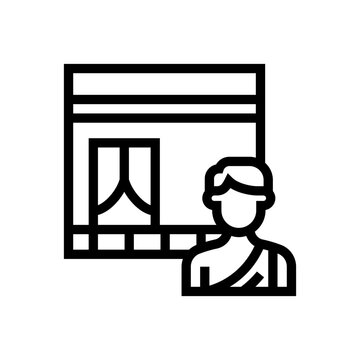 black and white kaaba and pilgrim icon clip art preview