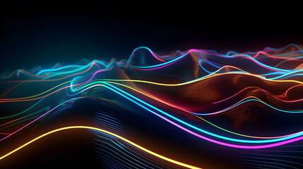 Colorful glowing lines ,abstract neon background ,generative ai