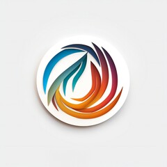 Obraz premium Minimalistic colored paper cut logo representing a message, white background Generative AI