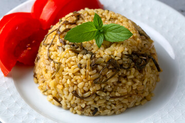Herbed bulgur pilaf. 