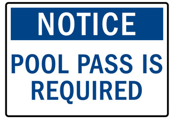Pool pass required sign and labels