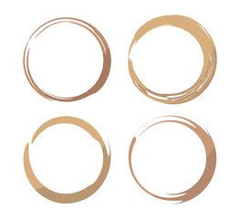 Coffee stains round set. Vector illustration.