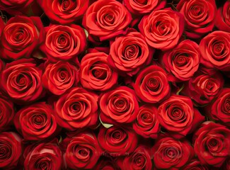 Natural red roses background created with Generative AI technology