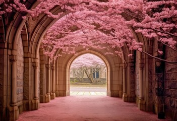 Obraz premium Rows of cherry trees