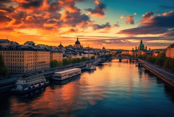 Fototapeta premium sunset over the town