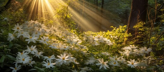 A lot of white daisies on an artistically blurred background with a round side. Background with flowers . A fresh bouquet of wild summer flowers.