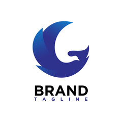 elegant g letter shaped bird logo