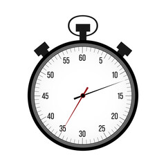 Flat stopwatch with numbers and arrows. Vector illustration isolated on white background
