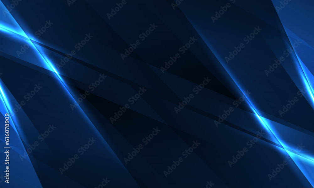 Aufkleber Dark blue abstract background with geometric dynamic glowing diagonal lines. Vector abstract background.