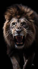 portrait of a Roaring lion,closeup