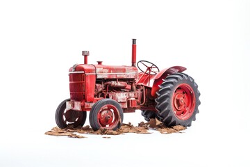 Disabled old tractor on white background Generative AI