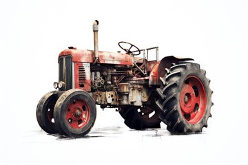 Obraz premium Disabled old tractor on white background Generative AI