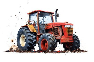 Obraz premium Disabled old tractor on white background Generative AI