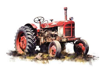 Obraz premium Disabled old tractor on white background Generative AI