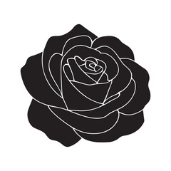 Rose flower silhouette logo isolated on white background