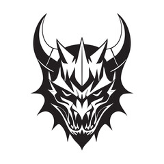 Devil head black and white vector icon