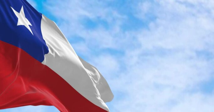 Seamless loop in slow motion of Chile national flag waving