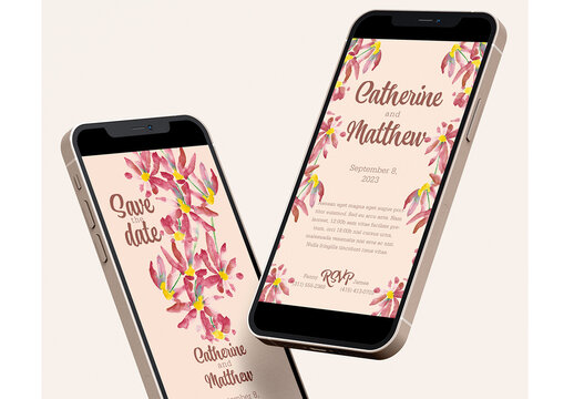 Save The Date and Invitation Digital Flowers