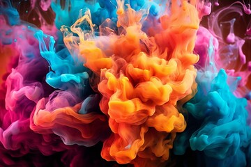 Obraz premium Fluid smoke paint pouring background Generative AI