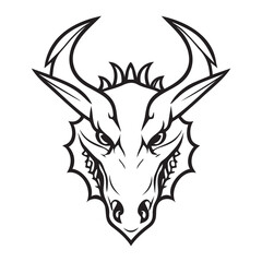 Dragon head black and white vector icon