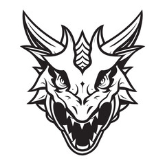 Dragon head black and white vector icon
