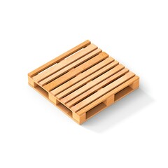 Isometric wooden pallet on white background Generative AI