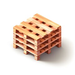 Isometric wooden pallet on white background Generative AI