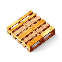 Isometric wooden pallet on white background Generative AI