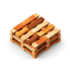 Isometric wooden pallet on white background Generative AI