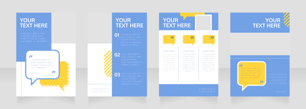 Online communication blank brochure layout design. Info in speech bubble. Vertical poster template set with empty copy space for text. Premade corporate reports collection. Editable flyer paper pages