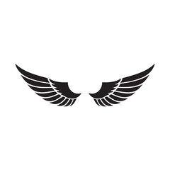 Wings black and white vector icon