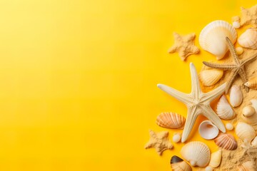 Seashell Serenity: Captivating Background with Seashells and Starfish