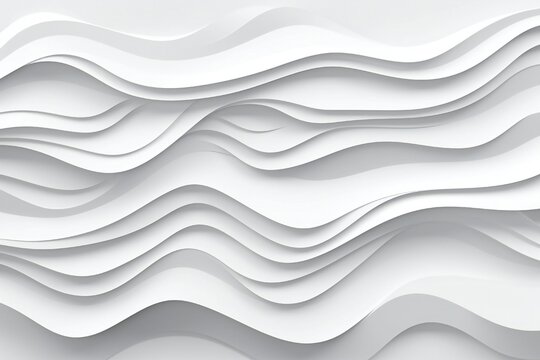 Minimalist white paper cut waves background, white background © LayerAce.com