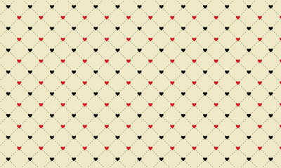 Seamless geometric pattern on light background with hearts ilustration.