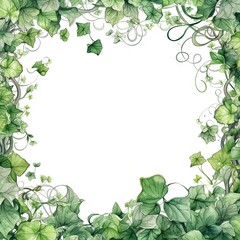Fototapeta premium Watercolor decorative frame. Abstract background. Invitation, advertisement, thanks. Ornamental leaves. Generative AI.