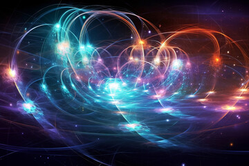Obraz premium States of mind, chakras, meditation or 4th dimension illustration. Colorful space background with copy space. Generative AI