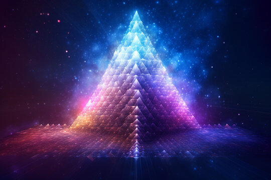 States of mind, chakras, meditation or 4th dimension illustration. Colorful space background with copy space. Generative AI