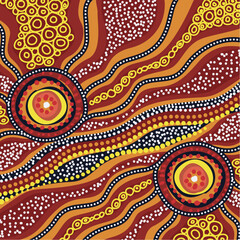 A vector artwork with aboriginal dot design