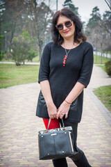 In the spring park, a woman of easy virtue.