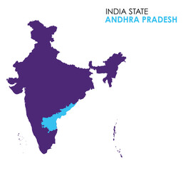 Andhra Pradesh map of Indian state. Andhra Pradesh map vector illustration. Andhra Pradesh vector map on white background.