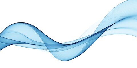 Abstract blue flowing wave lines isolated on white background. Design element for technology, science, modern concept