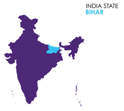 Bihar Map Of Indian State. Bihar Map Vector Illustration. Bihar Vector Map On White Background. 