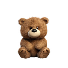 Cute Toy Grizzly Bear: Playful Baby Child Adventure in 3D. Generative AI