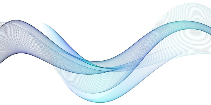 Abstract blue flowing wave lines isolated on white background. Design element for technology, science, modern concept © gojalia