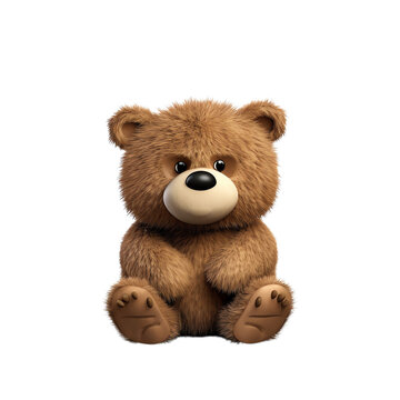 Cute Toy Grizzly Bear: Playful Baby Child Adventure in 3D. Generative AI