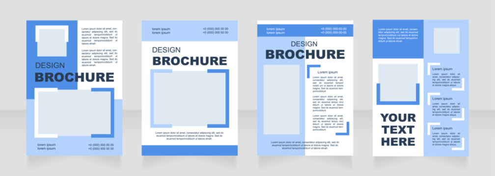 Entertainment agency blue blank brochure layout design. Holiday event. Vertical poster template set with empty copy space for text. Premade corporate reports collection. Editable flyer paper pages
