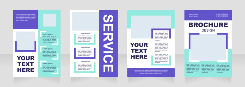 Service geometric blue blank brochure layout design. Product info. Vertical poster template set with empty copy space for text. Premade corporate reports collection. Editable flyer paper pages
